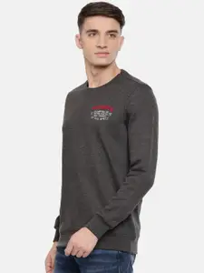 SPYKAR Men Charcoal Grey Solid Sweatshirt