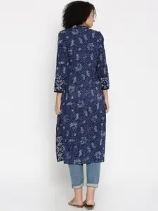 Vishudh Navy Printed Kurta