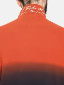 U.S. Polo Assn. Denim Co. Men Rust Orange  Navy Blue Dyed Polo Pure Cotton T-shirt