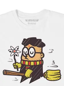 THREADCURRY Boys White Comic Print Tshirt