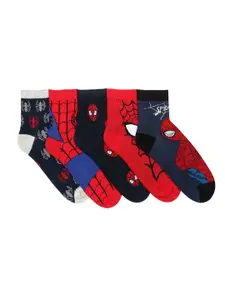 Supersox Men Pack of 5 Assorted Spiderman Printed Ankle-Length Socks