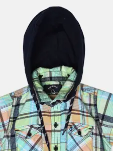 Gini and Jony Boys Green Regular Fit Checked Casual Shirt