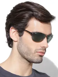 Ray-Ban Men Polarized Green Lens Pilot Sunglasses - 0RB3342I004/5860
