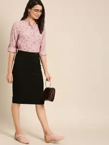 DressBerry Women Pink & Black Printed Casual Shirt