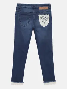 Gini and Jony Girls Blue Slim Fit Mid-Rise Low Distress Jeans