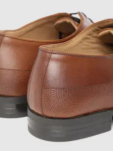 Louis Philippe Men Brown Textured Leather Formal Oxfords