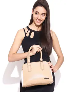 Lino Perros Beige Textured Handbag with Sling Strap