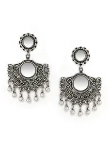 Rubans Silver-Toned Handcrafted Classic Drop Earrings