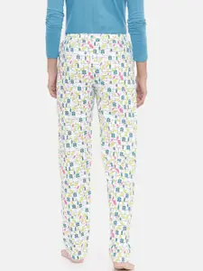 zebu Women White & Green Printed Lounge Pants 299_1ZW_PPP_PRI_MEH_XL