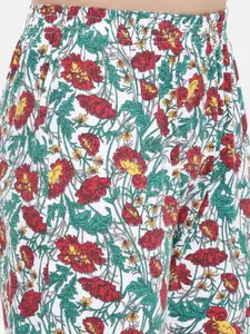 zebu Women Green & White Solid Night suit