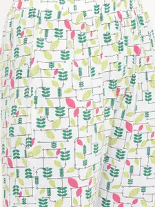 zebu Women Lime Green & White Solid Night suit