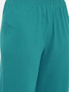 zebu Women Teal Blue & White Printed Night suit