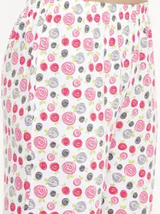 zebu Women Pink & White Solid Night suit