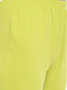 zebu Women White & Lime Green Printed Night suit