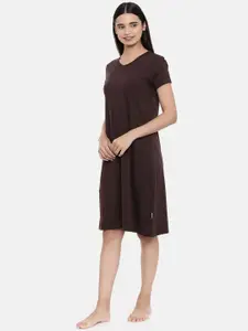 zebu Women Brown Pure Cotton Solid Nightdress