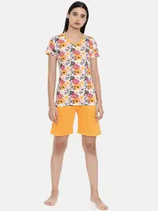 zebu Women Yellow & White Printed Night suit