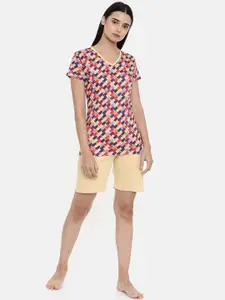 zebu Women Beige Printed Night suit