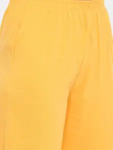 zebu Women White & Yellow Printed Night suit