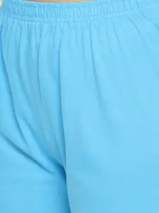 zebu Women White & Turquoise Blue Printed Night suit