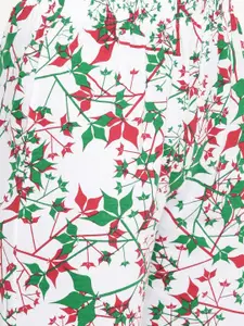 zebu Women Green & White Solid Night suit