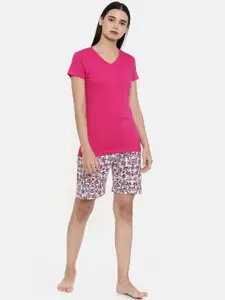 zebu Women Magenta Solid Night suit