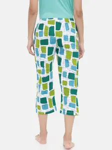 zebu Women Blue & White Printed Regular Fit Lounge pants