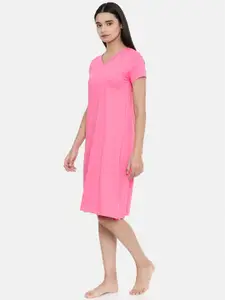 zebu Women Pink Solid Nightdress