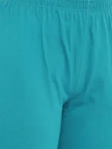 zebu Women White & Teal Blue Printed Night suit