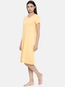 zebu Women Cream-Coloured Solid Nightdress