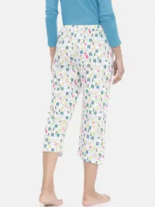 zebu Women White & Green Printed Regular Fit Lounge pants