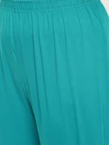 zebu Women White & Blue Printed Night Suit