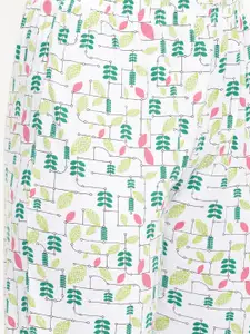 zebu Women Lime Green & White Solid Night suit