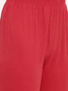 zebu Women White & Red Printed Night suit