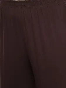 zebu Women White & Brown Printed Night suit