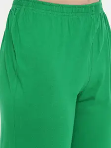 zebu Women Green & White Printed Night suit