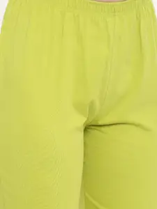 zebu Women White & Lime Green Printed Night suit