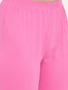 zebu Women White & Pink Printed Night suit