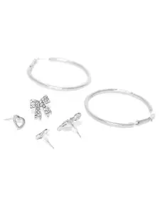 Jewels Galaxy Set of 9 Silver-Plated Contemporary Earrings