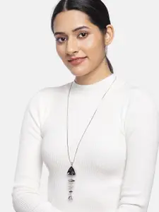 Sukkhi Women Black Fish Charm Pendant with Silver-Toned Chain