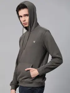 Allen Solly Men Charcoal Grey Solid Hooded Sweatshirt