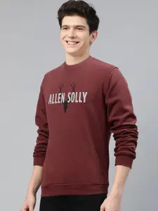 Allen Solly Men Burgundy Solid Sweatshirt
