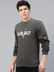 Allen Solly Men Charcoal Grey & White Solid Sweatshirt