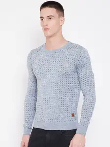 Duke Men Blue Printed Sweater