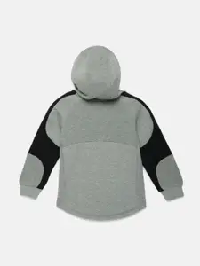 Puma Boys Grey Self Design Evostripe Hooded Sweatshirt