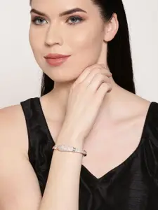 Priyaasi Rose Gold-Plated Stone Studded Handcrafted Bangle Style Bracelet