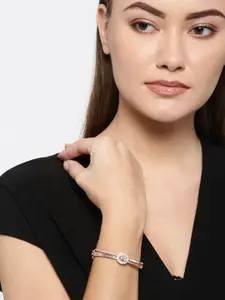 Priyaasi Rose Gold-Plated Stone Studded Handcrafted Bangle Style Bracelet