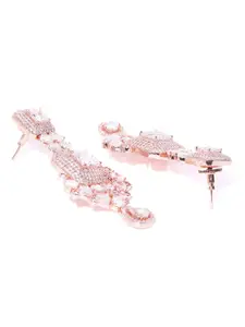 Priyaasi Rose Gold Plated Stone Studded Handcrafted Contemporary Drop Earrings