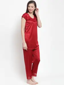 Secret Wish Women Maroon Solid Night Suit NS-E155-712