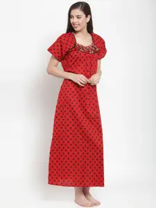 Secret Wish Red Printed Nightdress NT-E167-736