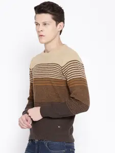 Blackberrys Men Beige & Brown Striped Sweater